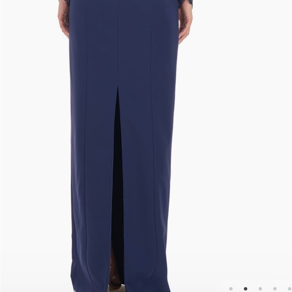 JS COLLECTIONS Women’s Maria Scallop Column Gown Blue Size 10 - Picture 6 of 16